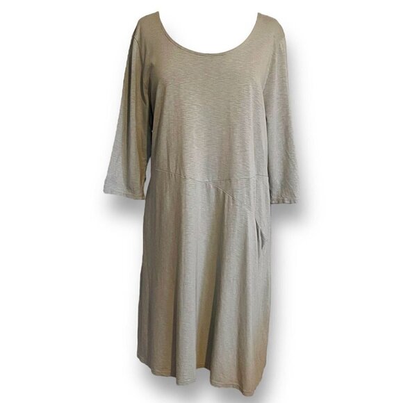 J Jill purejill Womens Easy Knit Seamed Dress XL Sage Green Cotton Modal Coastal - Picture 2 of 7